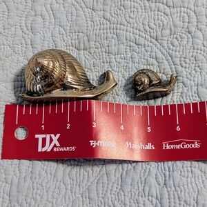 Vintage solid brass snail Large And Small, Rare Set